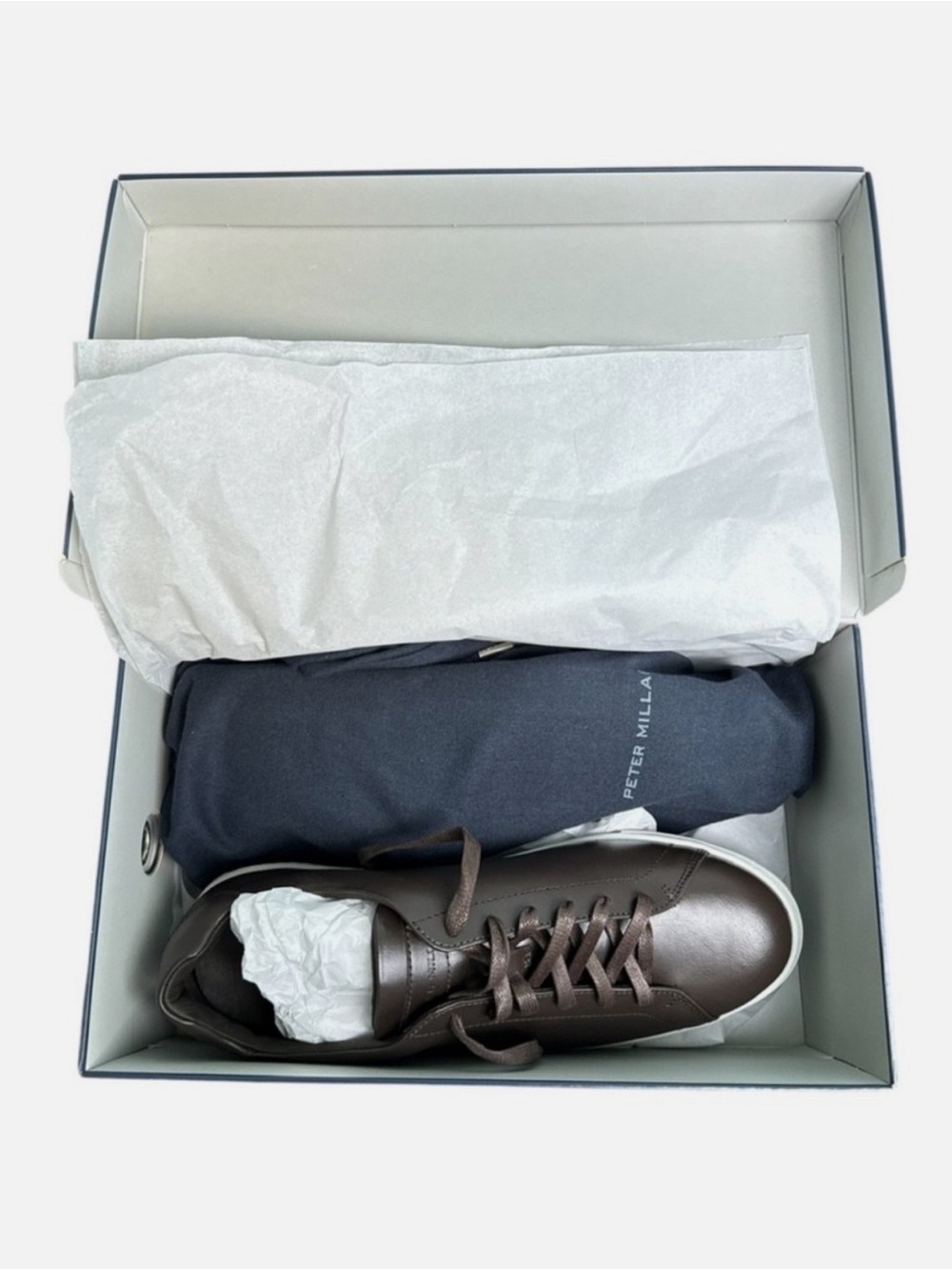 Peter Millar Vantage Lite Sneaker Mens 11 Chocolate Leather NWT